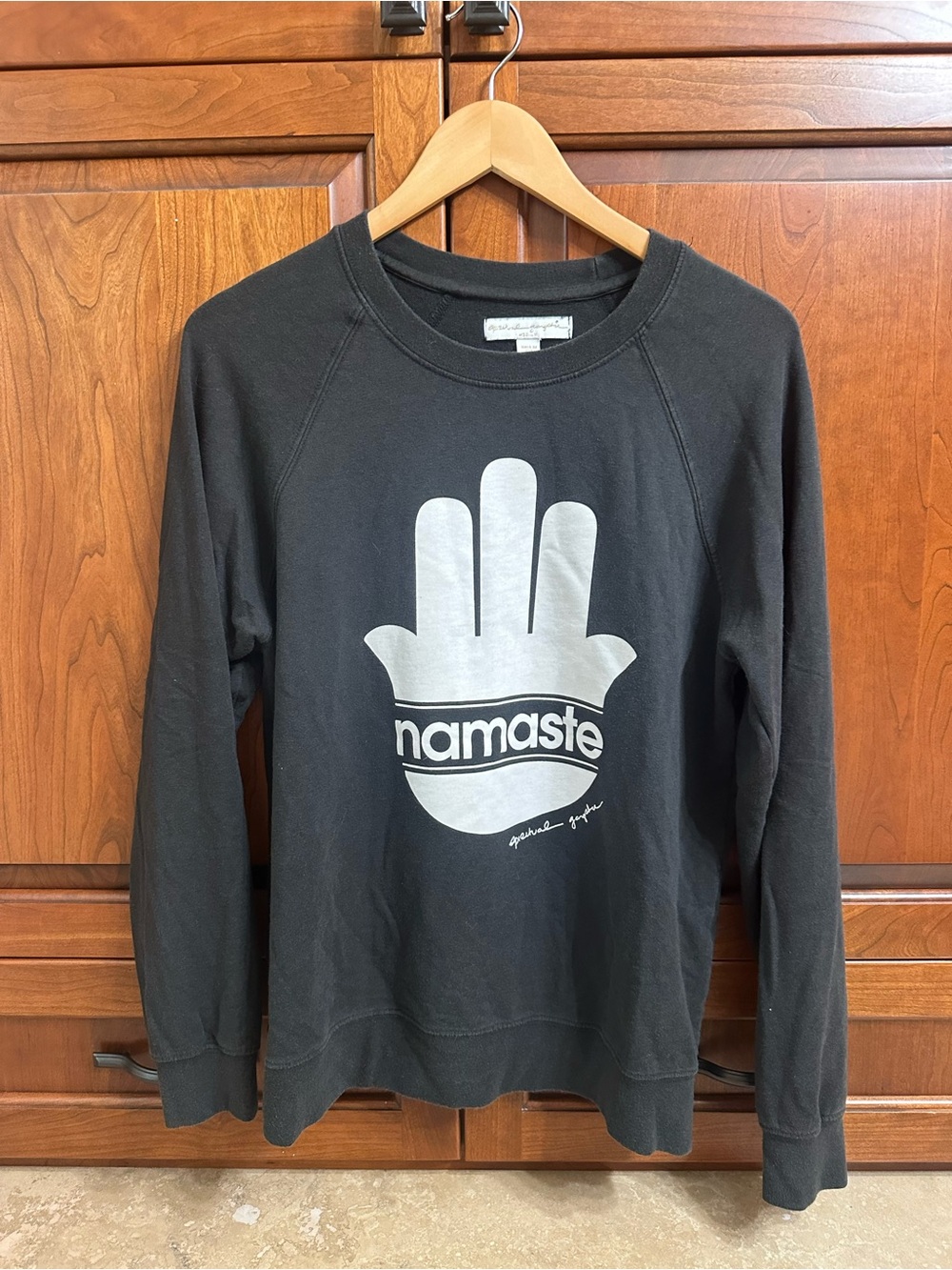 Spiritual Gangster Black Crewneck with Gold Script Label